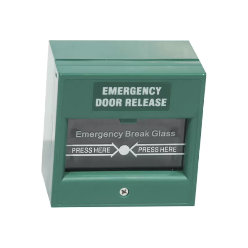 Accesoriu control acces PXW KP809G, Buton iesire de urgenta verde KrugTechnik, NO/NC/COM/LED, 86x86x50mm, neresetabil, Fireproof