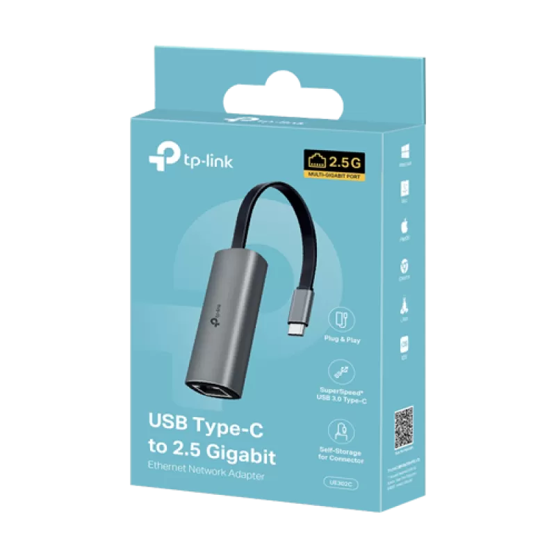 Adaptor Ethernet USB-C 3.0 - RJ45 2.5G - TP-Link UE302C - imagine 1