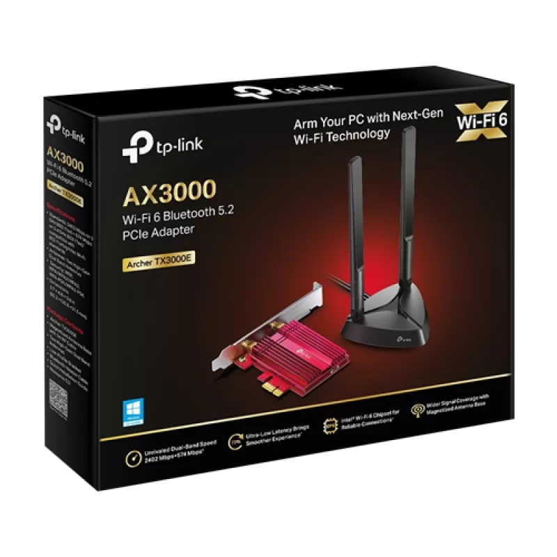 Adaptor PCI-E Bluetooth 5.2, Wi-Fi 6, AX3000 Dual-Band, 2 x Antene High-Gain - TP-Link ArcherTX3000E - imagine 1