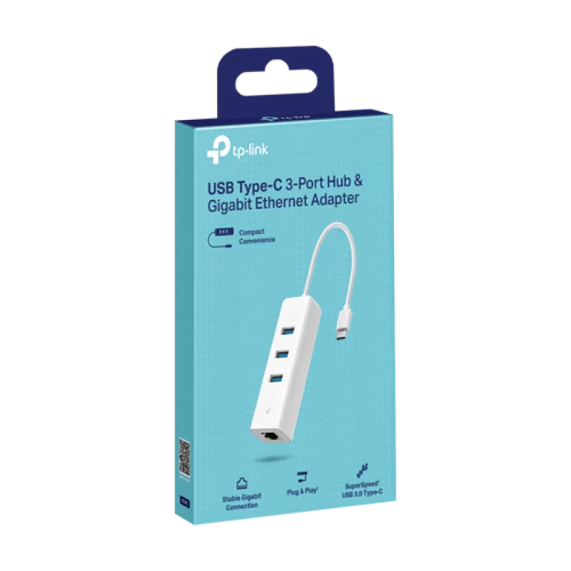 Adaptor USB Type-C la RJ45 Gigabit, 3 x USB 3.0 - TP-Link UE330C - imagine 1