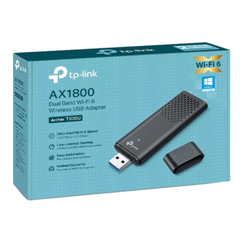 Adaptor USB wireless TP-LINK ARCHER TX20U WiFi 6 AX1800 cu 2 antene - TP-LINK ArcherTX20U - imagine 2