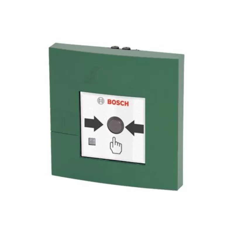 Buton adresabil Bosch FMC-210-DM-G-GR cu geam (dubla actiune), verde, de interior IP52
