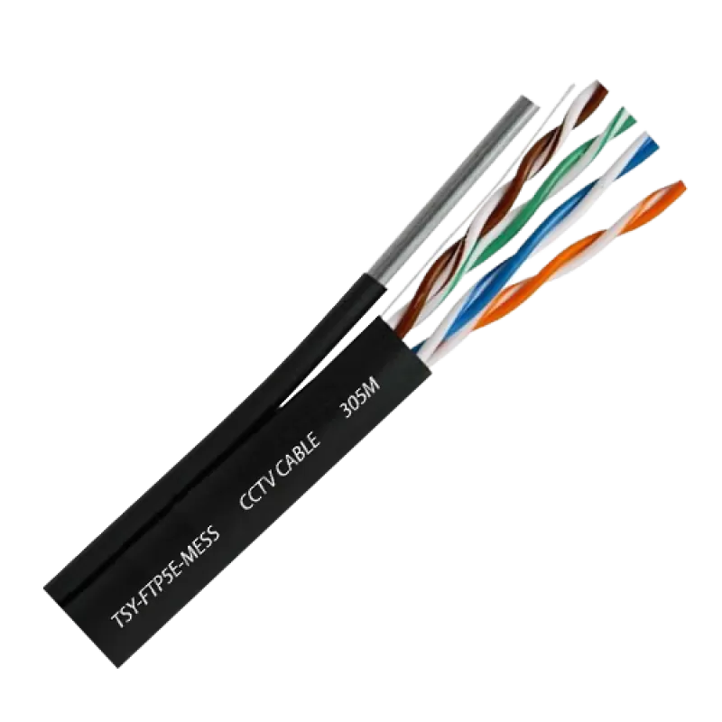 Cablu FTP autoportant, cat 5E, CUPRU 100%, 305m, negru TSY-FTP5E-MESS