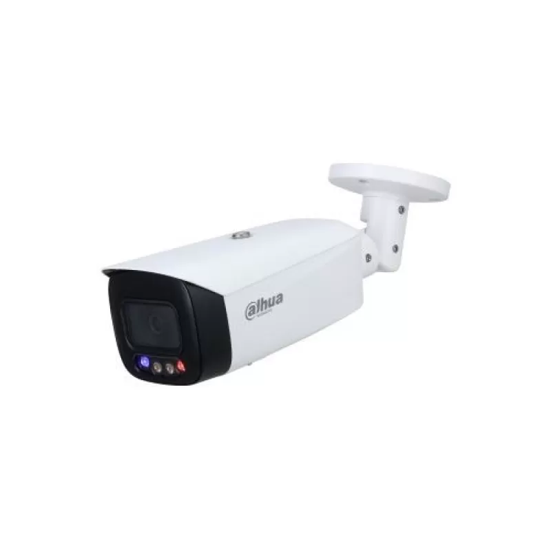 Camera de supraveghere Dahua IPC-HFW3549T1-AS-PV-0280B-S4 Bullet IP Smart Dual Illumination Active Deterrence 5MP, CMOS 1/2.7, 2.8mm, IR 30m, microfon si difuzor incorporat, flash alarma rosu si albastru, MicroSD 256GB, IP67, PoE