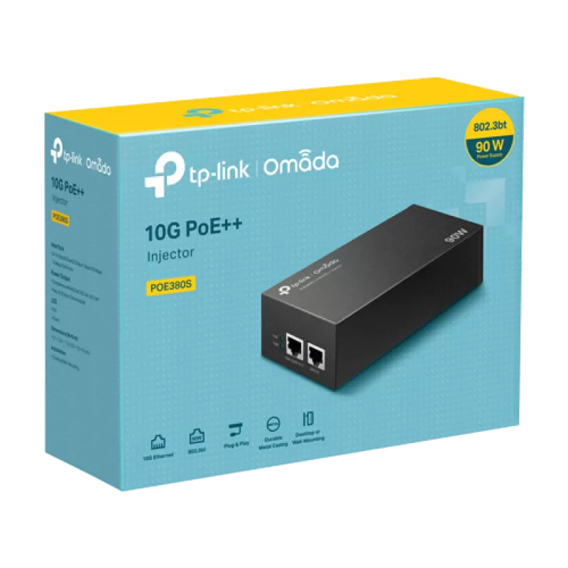 Injector Hi-PoE, 2 x RJ45 10G, 90W - TP-Link Omada POE380S - imagine 1