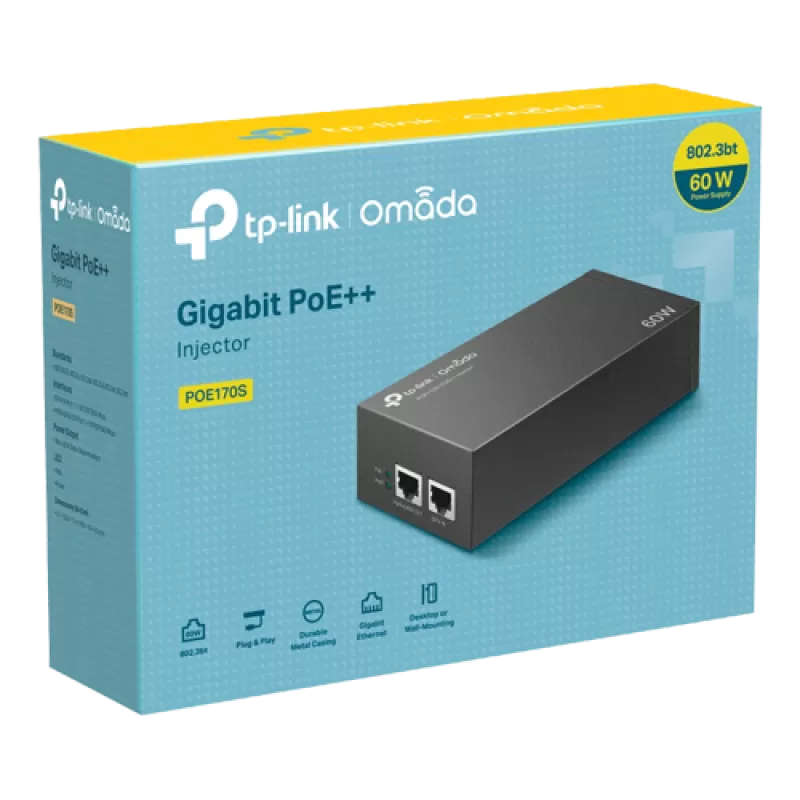 Injector PoE++, 2 x RJ45 Gigabit, 60W - TP-Link Omada POE170S - imagine 2