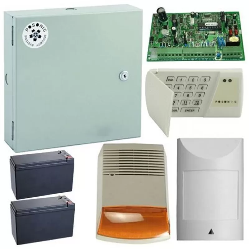 Kit antiefractie Posonic EX-10EXT-LED 700, Centrala alarma + cutie + acumulator + tastatura + senzor miscare + sirena exterior