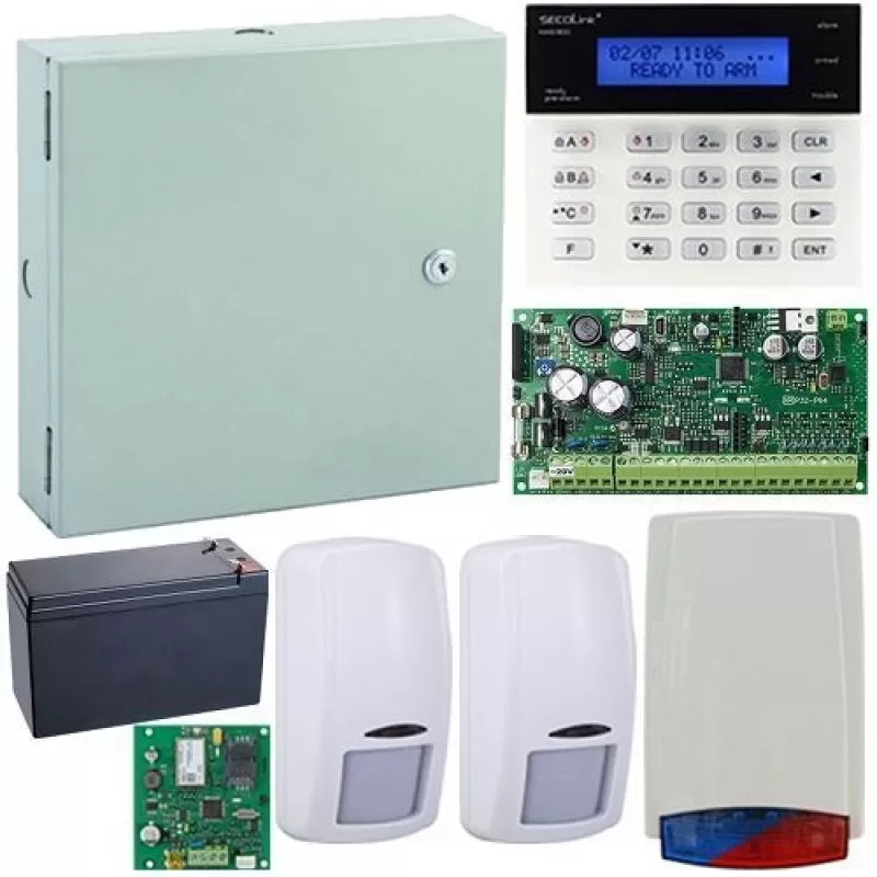 Kit antiefractie Secolink KIT-SEK-2COM, wireless P16 + tastatura + cutie + 2 detectori + sirena exterior + acumulator + comunicator GPRS inclus