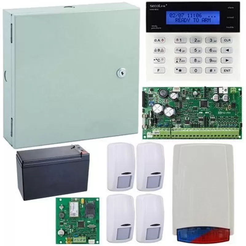 Kit antiefractie Secolink KIT-SEK-4COM, wireless, P16 + 4 detectori + sirena exterior + GPRS