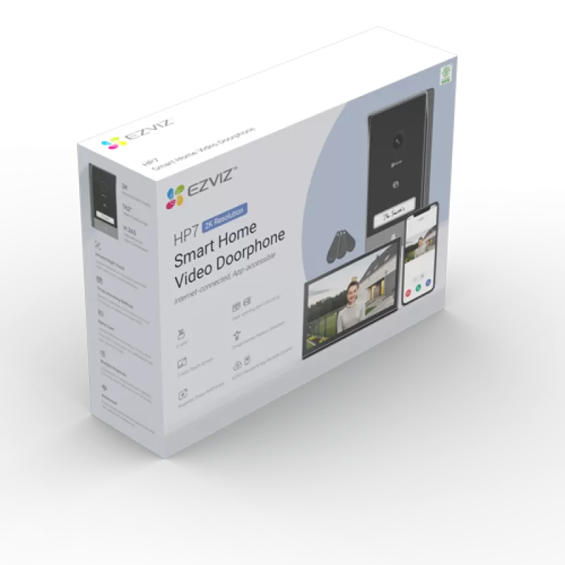 Kit interfon video inteligent EZVIZ, rezolutie 2k, monitor TFT 7 inch, instalare pe 2 fire, RFID, comenzi poarta/usa, SDcard, Wi-Fi, IR CS-HP7-2k - imagine 2