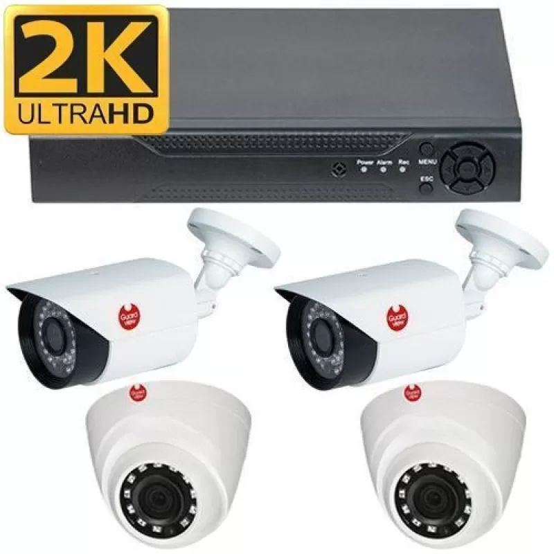 Kit supraveghere Guard View Supraveghere mixt, AHD, 4MP, 2 Camere Bullet GBA4F3M + 2 Dome GDA4F2P