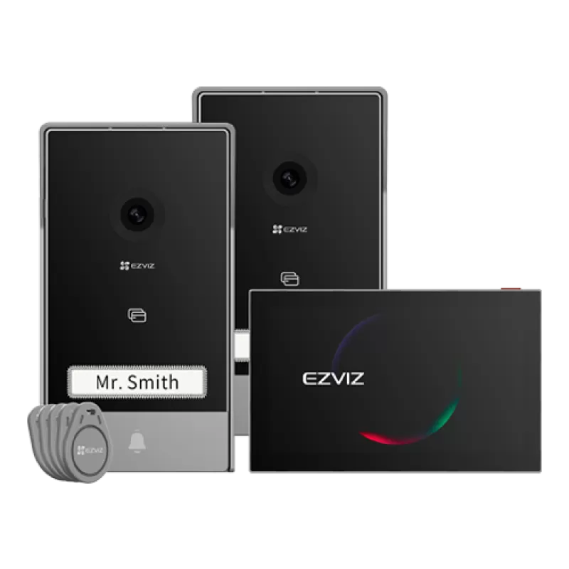 Kit video-interfon, monitor tactil 7', 2 posturi exterioare, camera 2K, audio, IR 6m, Wi-Fi6 - EZVIZ CS-HP7(3MP,2-Entry Kit)