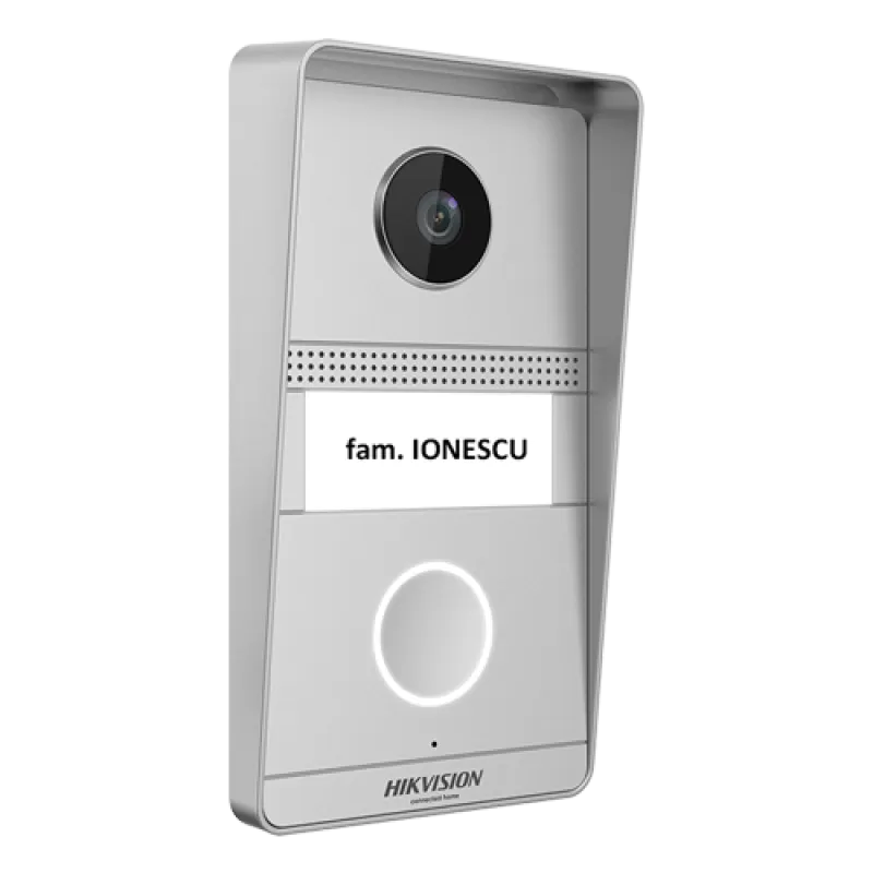 Kit videointerfon analogic 7inch, camera 2MP, conectare 2 fire - HIKVISION DS-KIS101-P(S) - imagine 1