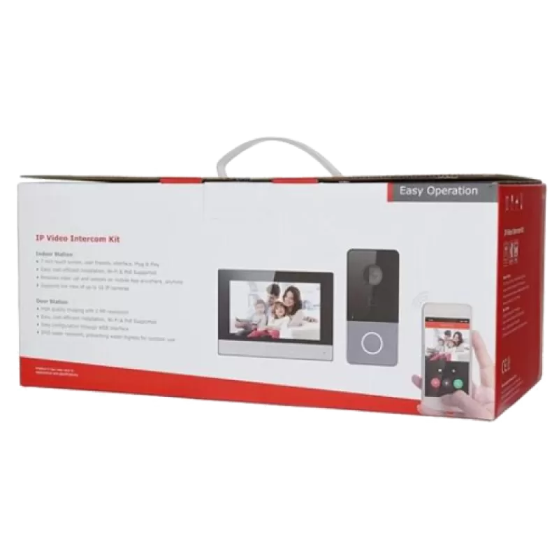 KIT videointerfon TCP/IP pentru 1 familie, monitor TFT LCD 7 inch - HIKVISION DS-KIS603-P - imagine 1