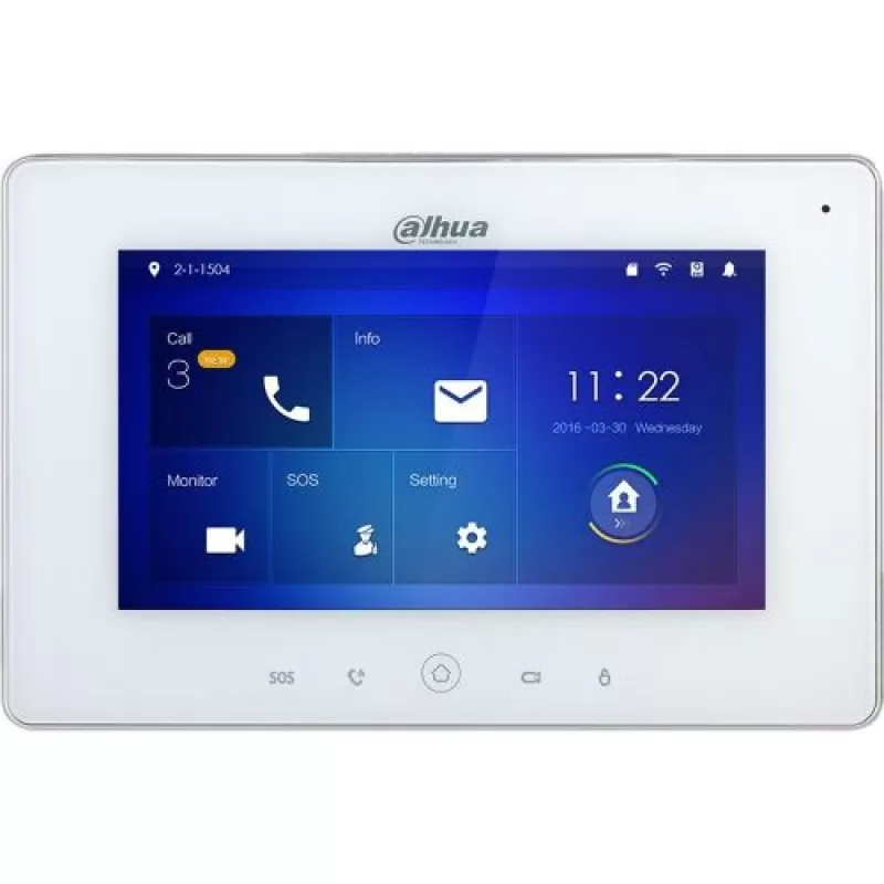 Monitor videointerfon Dahua VTH5221DW, LCD 7 inch, Rezolutie 1024x600, Slot SD, Wi-Fi, PoE