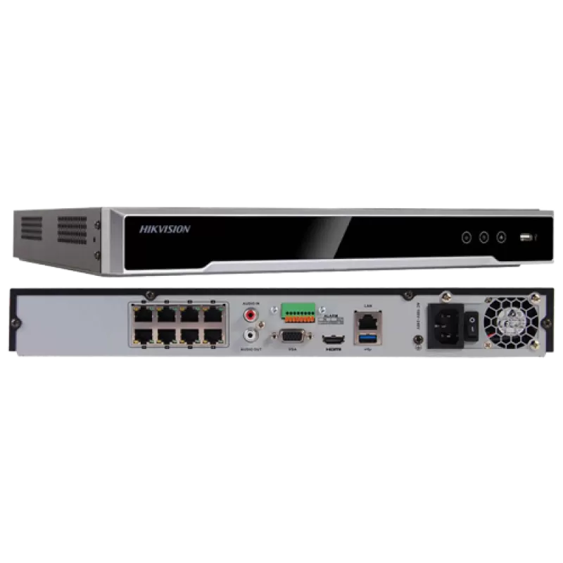 NVR 4K, 8 canale 12MP + 8 porturi PoE - HIKVISION DS-7608NI-I2-8P - imagine 1