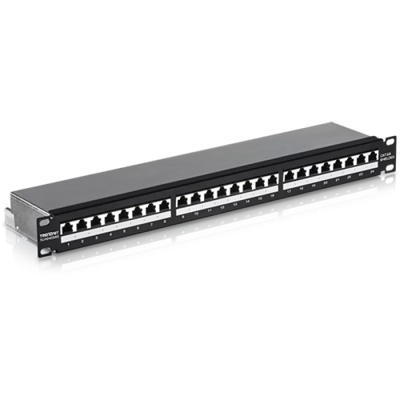 Patch Panel 24 porturi RJ45, Cat6a, Ecranat, 1U - TRENDnet TC-P24C6AS - imagine 1