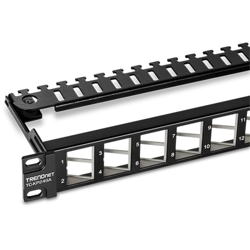 Patch Panel ecranat 24 porturi blank keystone inclinate 1U - TRENDnet TC-KP24SA - imagine 3