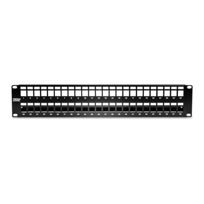 Patch Panel ecranat 48 porturi blank keystone 2U - TRENDnet TC-KP48S - imagine 1