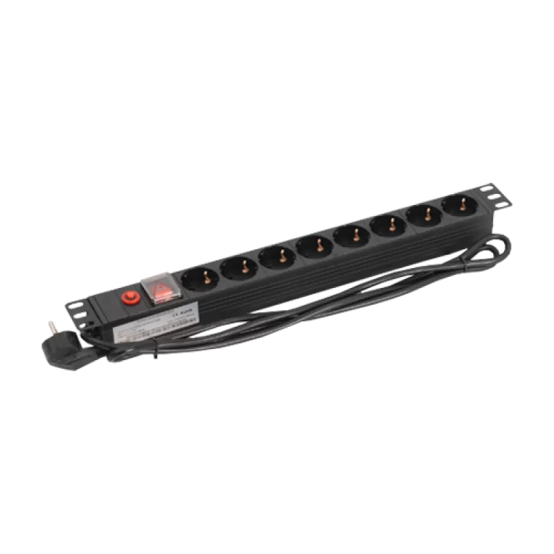 PDU 8 prize Shuko, 19'', 1U, aluminiu cu protectie - ASYTECH Networking ASY-PDU-8