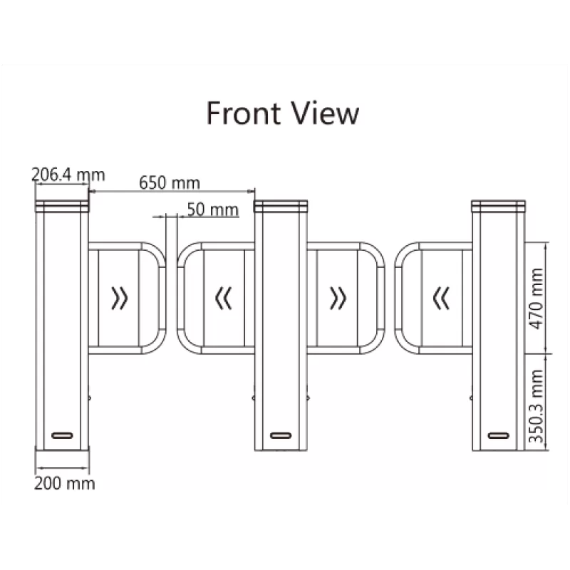 Poarta acrilica, 65 cm pentru poarta batanta DS-K3B501SX - HIKVISION DS-K3B501SX/601SX-Dp65/2 - imagine 1