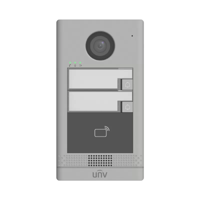 Post exterior videointerfon TCP/IP pentru 2 familii, IR, IK08 - UNV OEU-202S-HMK2