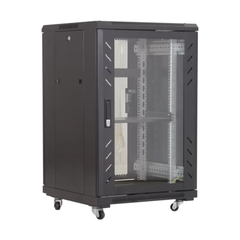 Rack podea 18U 19' 600x800, capacitate incarcare 500 Kg, negru - ASYTECH Networking ASY-18U-6080E