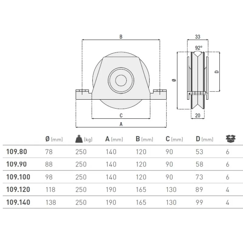 ROATA V GROOVE D80 1 RULMENT CU SUPORT - imagine 1