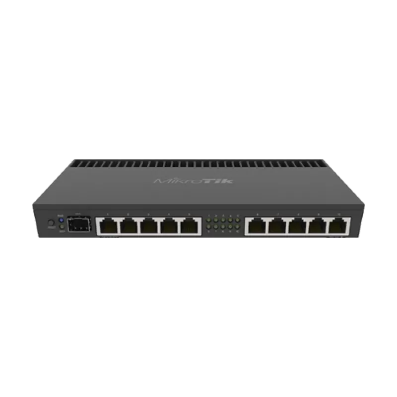 Router 10 x Gigabit, 1 x SFP+ 10Gbps, 1 x PoE, RouterOS L5, 1U - Mikrotik RB4011iGS+RM