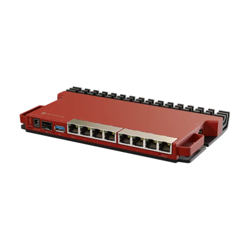 Router 8 porturi Gigabit, 1 port PoE IN, 1 port PoE Out, SFP 2.5G, NAND, USB, 1U - MikroTik L009UiGS-RM
