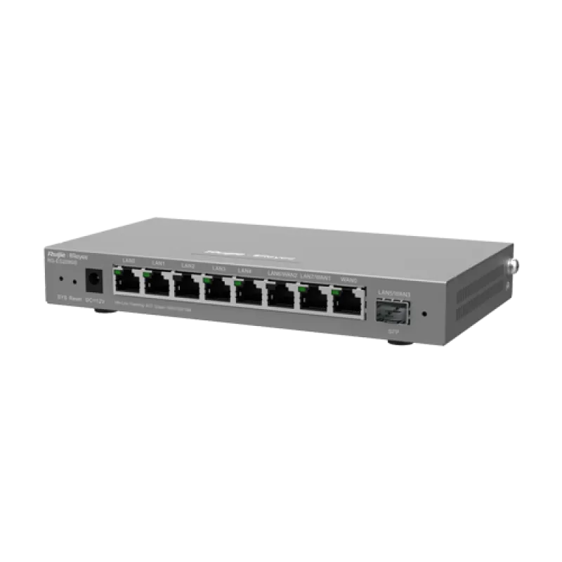 Router 8 porturi RJ45 1 Gbps, 1 port SFP 1 Gbps, 200 clienti, Multi-WAN, Cloud Management - Ruijie RG-EG209GS - imagine 1