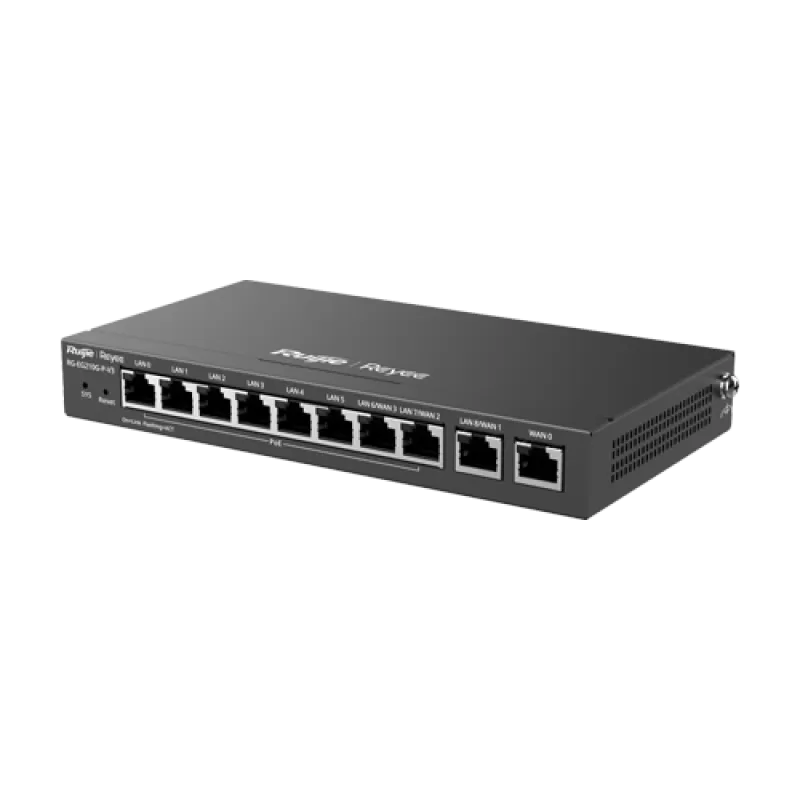 Router 8 x RJ45 1G PoE, 2 x RJ45 1G, Buget PoE 110W, Multi-WAN, Cloud Management - Ruijie RG-EG210G-P-V3 - imagine 1