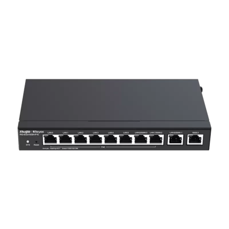 Router 8 x RJ45 1G PoE, 2 x RJ45 1G, Buget PoE 110W, Multi-WAN, Cloud Management - Ruijie RG-EG310GH-P-E