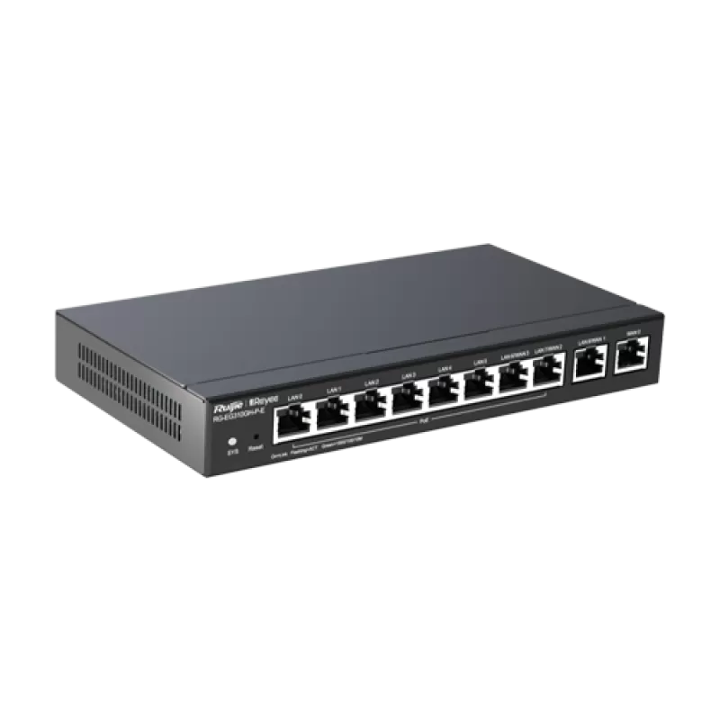 Router 8 x RJ45 1G PoE, 2 x RJ45 1G, Buget PoE 110W, Multi-WAN, Cloud Management - Ruijie RG-EG310GH-P-E - imagine 1