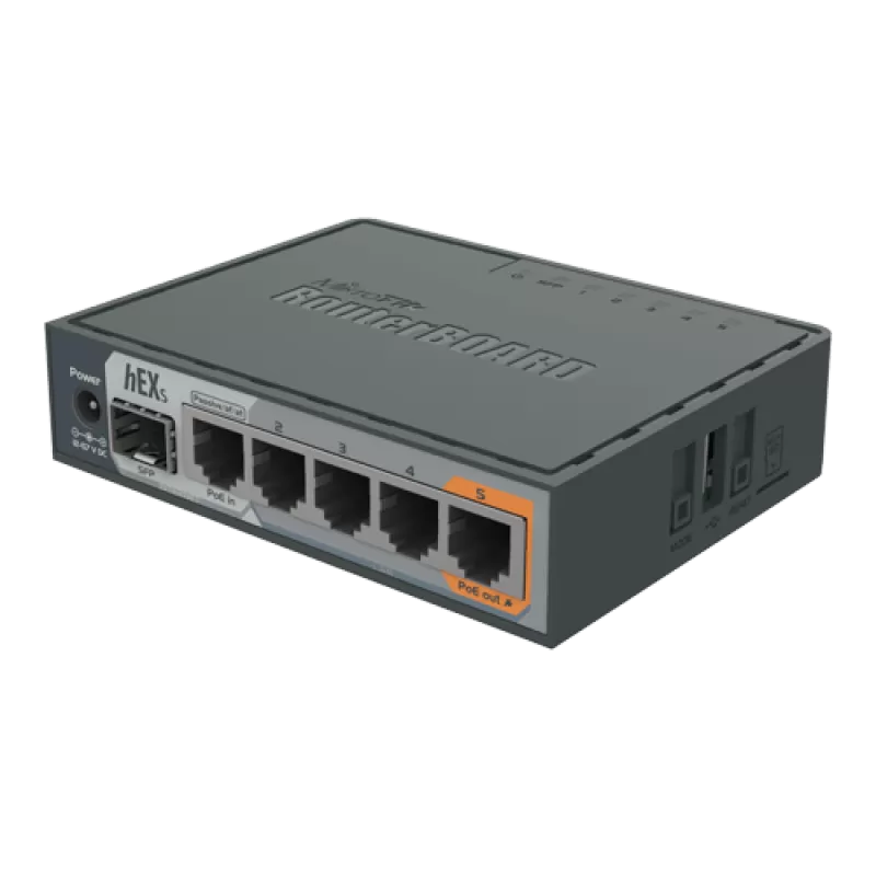 Router hEX S, 5 x Gigabit, 1 xSFP, RouterOS L4 - Mikrotik RB760iGS