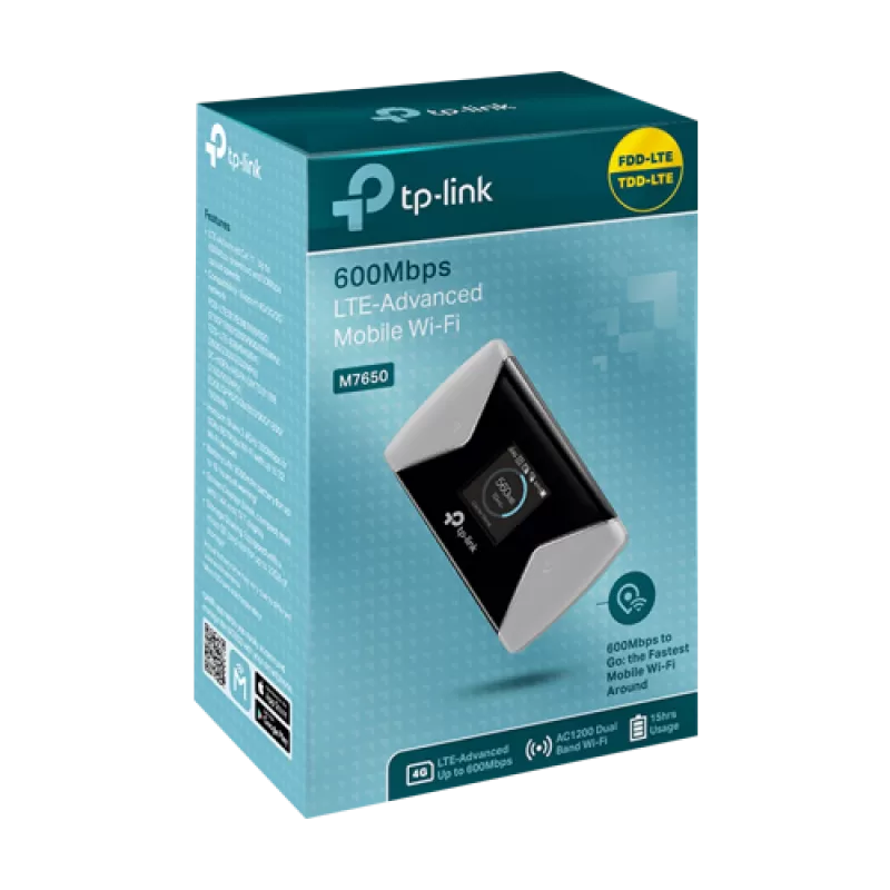 Router portabil 4G, Wi-Fi 5, Micro SIM, microSD, Baterie 3000 mAh - TP-Link M7650 - imagine 2