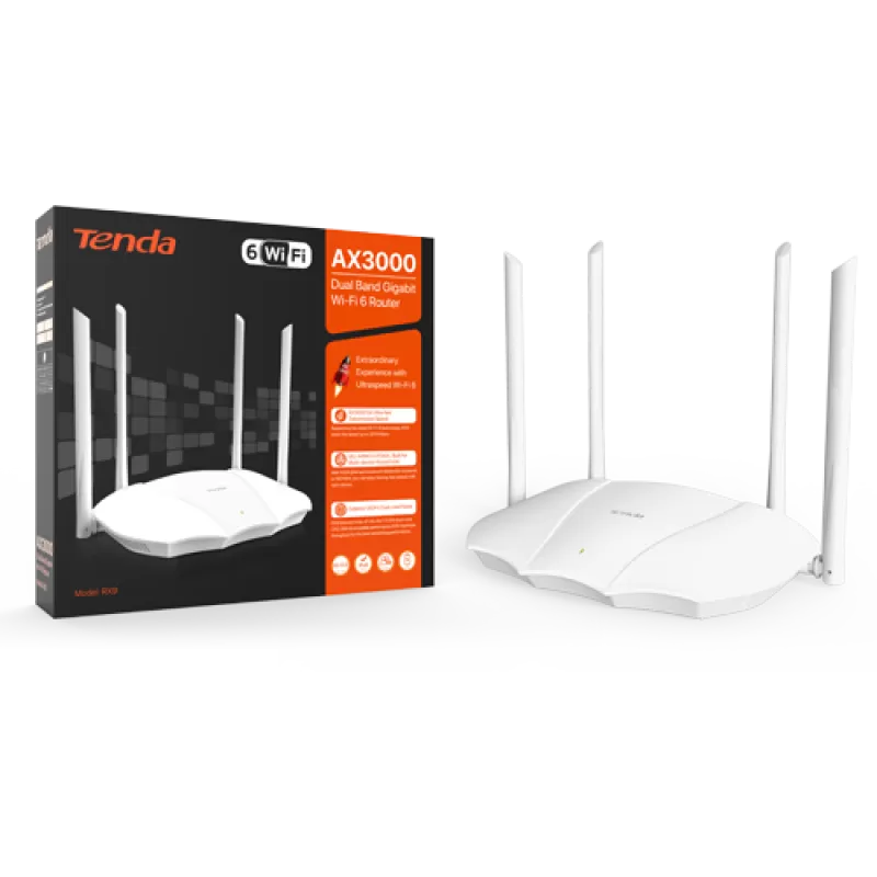 Router Wi-Fi 6, DualBand 2.4Ghz/5GHz, 574+2402Mbps, 4x6dBi, 4 porturi Gigabit - TENDA TND-RX9 - imagine 3