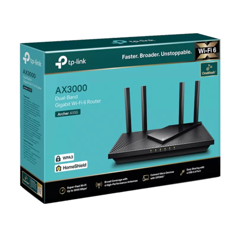 Router Wireless TP-Link Archer AX55 AX3000 Dual-Band Wi-Fi 6 Dual-Core CPU OFMA  ArcherAX55 - imagine 3