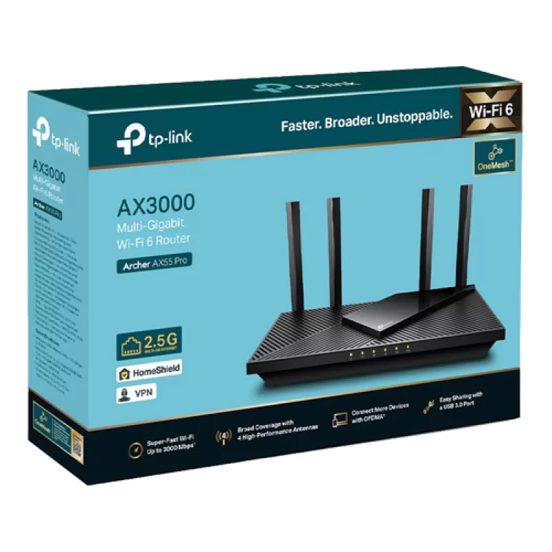 Router Wireless TP-Link Archer AX55 Pro AX3000 Dual-Band Wi-Fi 6 OFMA Beamforming HomeShield  ArcherAX55Pro - imagine 3