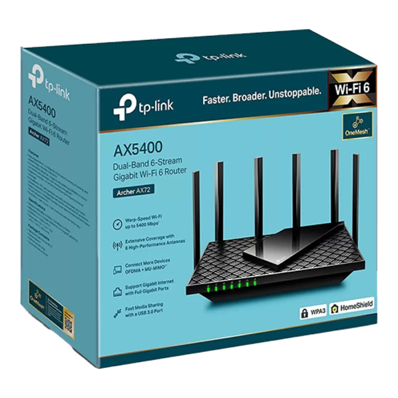 Router wireless TP-Link ARCHER AX72 WiFi 6 AX5400 cu Tehnologie OneMeshâ¢ ArcherAX72 - imagine 3