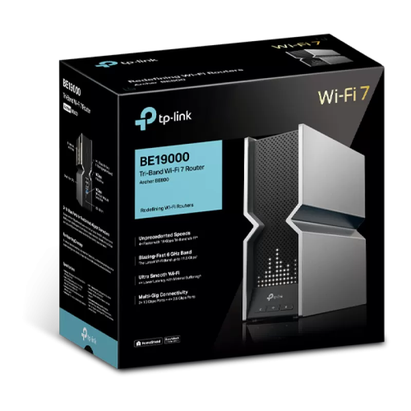 Router Wireless TP-Link Archer BE800, BE19000, Tri-Band, Wi-Fi 7 EasyMesh VPN ecran LED ArcherBE800 - imagine 3