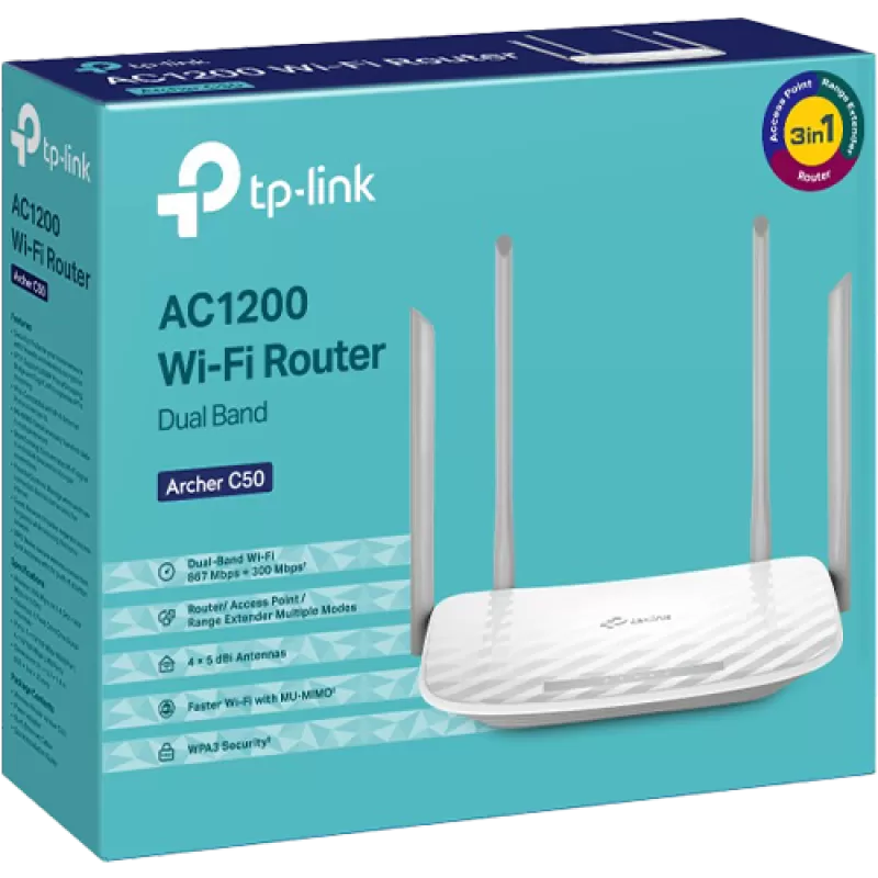 Router Wireless TP-Link Archer C50 AC1200 Dual Band Beamforming ArcherC50 - imagine 3
