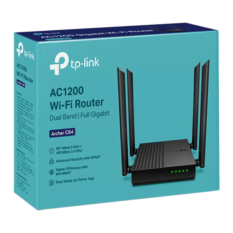 Router Wireless TP-Link Archer C64 AC1200 Tehnologie MU-MIMO si Beamforming ArcherC64 - imagine 3