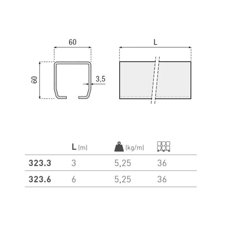 SINA GALVANIZATA 60X60X3,5 X 3 MT - imagine 1