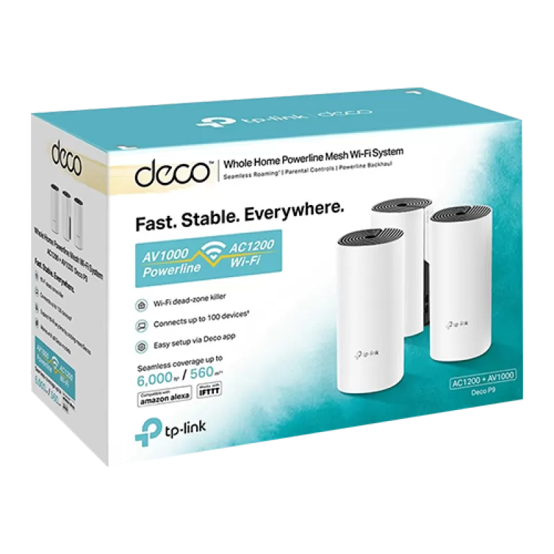 Sistem Wi-Fi Mesh TP-Link Deco P9 (pachet de 3) AC1200 + AV1000 DecoP9(3-pack) - imagine 1