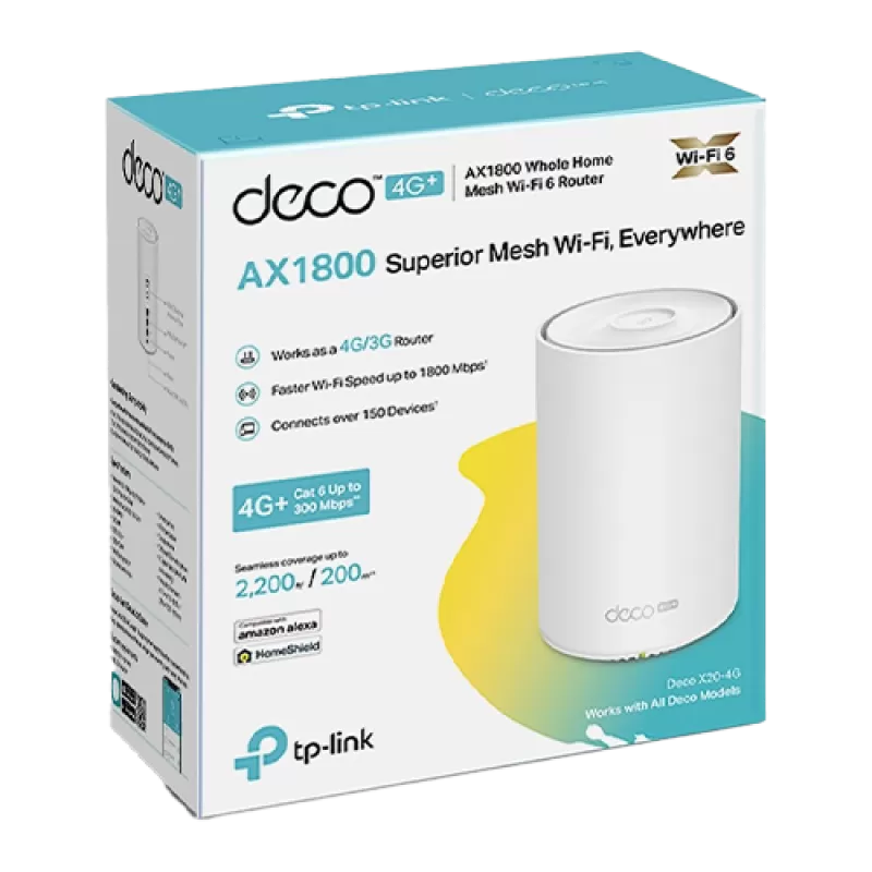 Sistem Wi-Fi Mesh Tp-Link Deco X20-4G,(pachet de 1) AX1800, Dual-Band Gigabit, Wi-Fi 6 DecoX20-4G(1-pack) - imagine 2