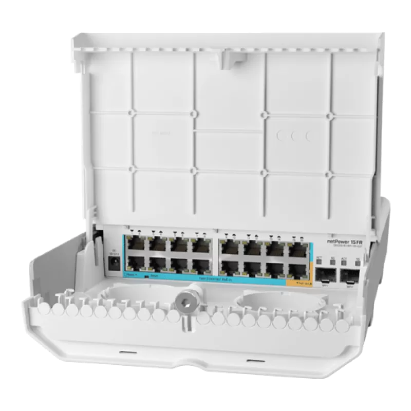 Smart Switch outdoor 16 x 10/100Mbps (15 PoE inversate), 2 x SFP - Mikrotik CRS318-1Fi-15Fr-2S-OUT