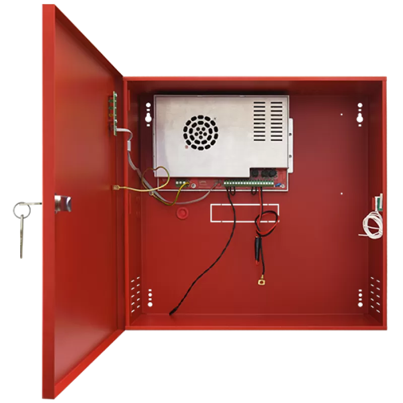 Sursa de alimentare EN 54-4, 27.6V/8.2A, cutie metalica cu loc acumulatori 2x40Ah/12V - PULSAR EN54C-10A40