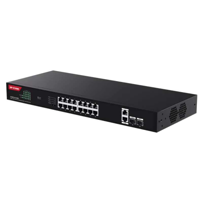 Switch 16 porturi Gigabit PoE, 2 x RJ45 Gigabit Uplink, 2 x SFP Gigabit, 1U - IP-COM G1120P-16-250W - imagine 1