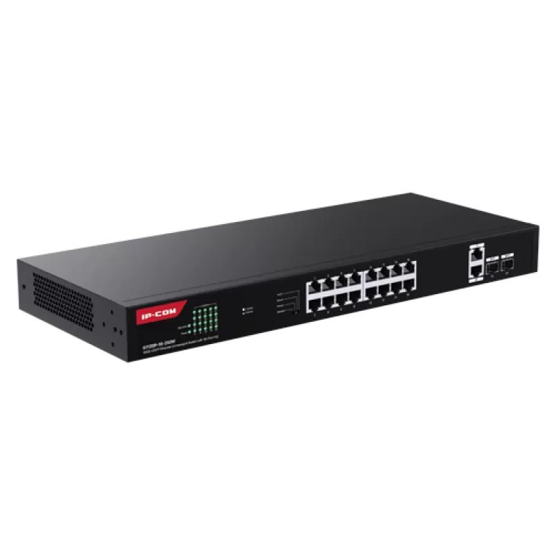 Switch 16 porturi Gigabit PoE, 2 x RJ45 Gigabit Uplink, 2 x SFP Gigabit, 1U - IP-COM G1120P-16-250W - imagine 2